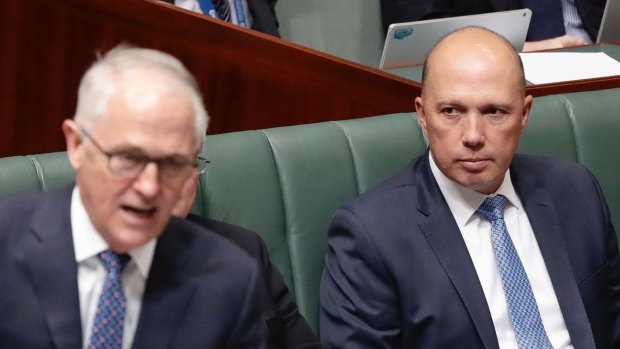 Then-Prime Minister Malcolm Turnbull and Minister for Home Affairs Peter Dutton on August 20. 