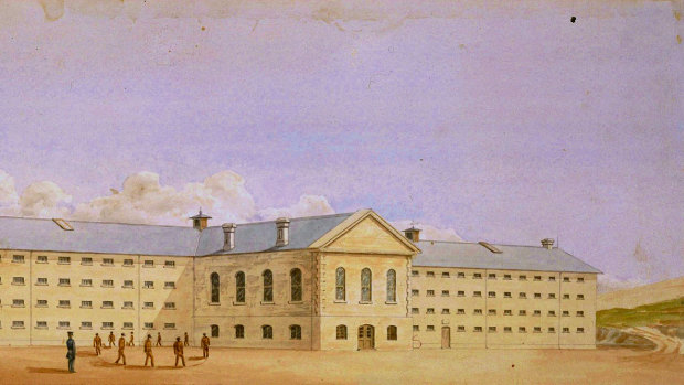 An illustration of Fremantle Prison, in Western Australia,  which was built in the 19th century and was first known as The Convict Establishment.