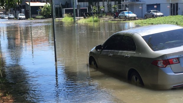 A king tide in Windsor on January 3, 2018 saw streets flooded and cars partially submerged.
