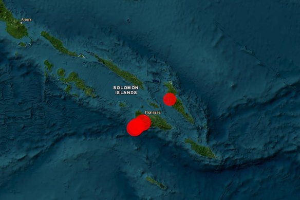 A strong earthquake was followed by strong and shallow aftershocks in the Solomon Islands on Tuesday.