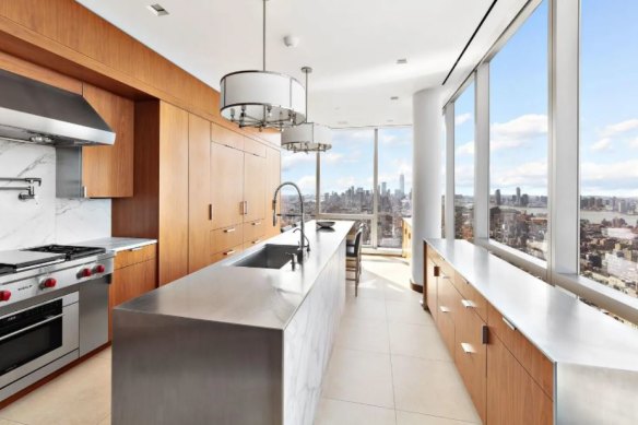 The kitchen of the triplex that is up for sale.