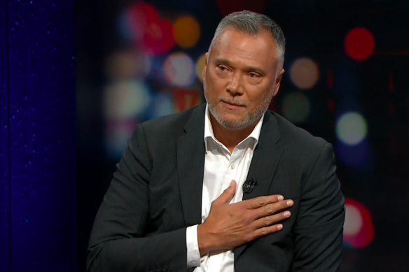 Stan Grant makes an emotional speech after stepping down as host of Q+A.
