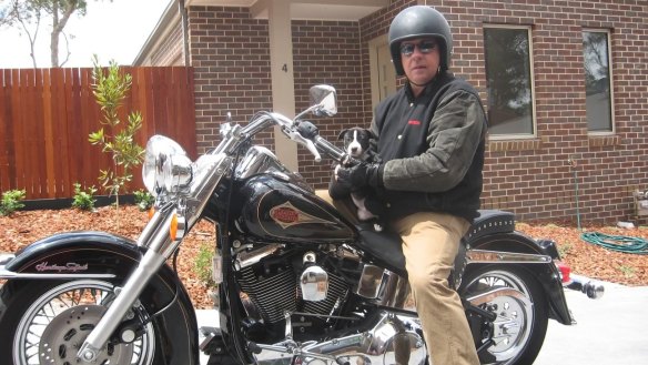 Gavin Morton on his Harley-Davidson, that was sold after he died 12 years ago. 