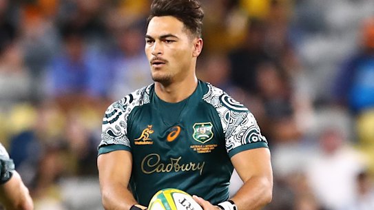 Jordan Petaia runs the ball against Argentina in Australia’s 27-8 victory. 