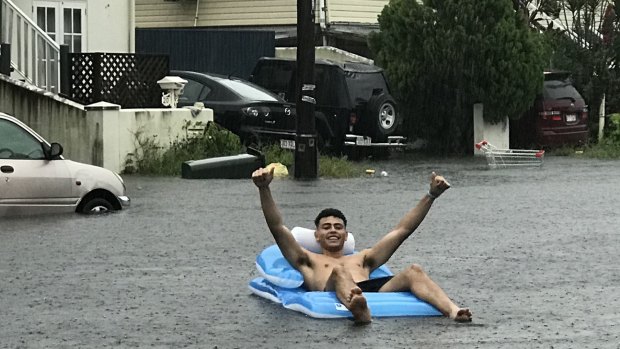 Flooding near St Joseph's School in the far north Queensland city of Cairns. 