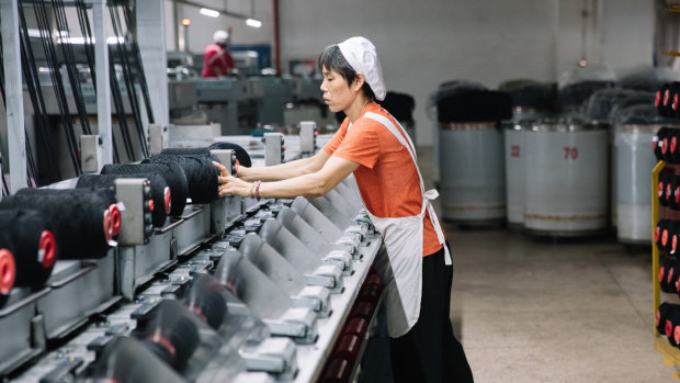 The Danmao Textiles factory processes 3000 tonnes of Australian wool every year.