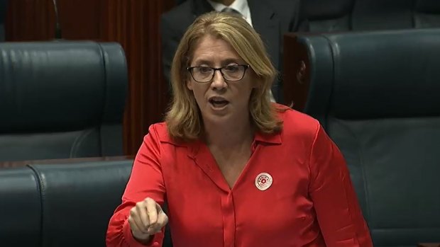 Transport Minister Rita Saffioti during a fiery debate in Parliament over whether women should be allowed to breastfeed in the chamber.