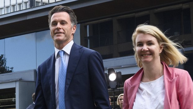 New leader of NSW Labor Chris Minns and his wife Anna after he was elected by caucus on Friday.