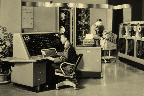 A sprawling Universal Automatic Computer at the US Census Bureau in 1951.