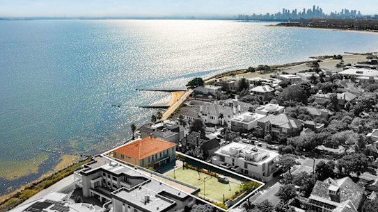 The home has views of the bay and the city.