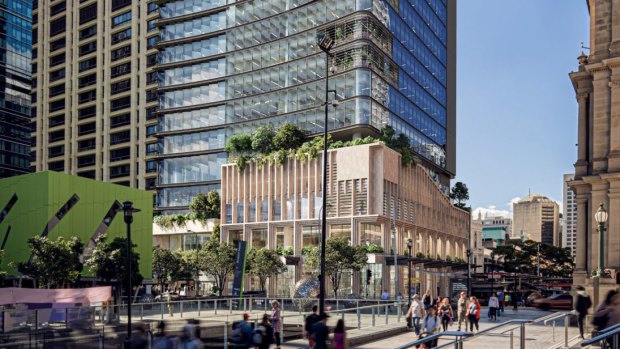 Charter Hall has submitted plans for a 26-storey tower at the top of Queen Street Mall. Earlier plans were for 34 storeys.