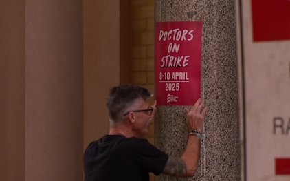 A poster notifying patients of ASMOF NSW’s decision to strike from 8-10 April 2025.