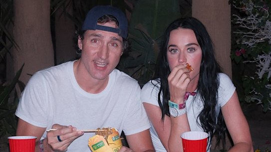Katy Perry posted pictures of herself with Justin Trudeau at the Coachella music festival.