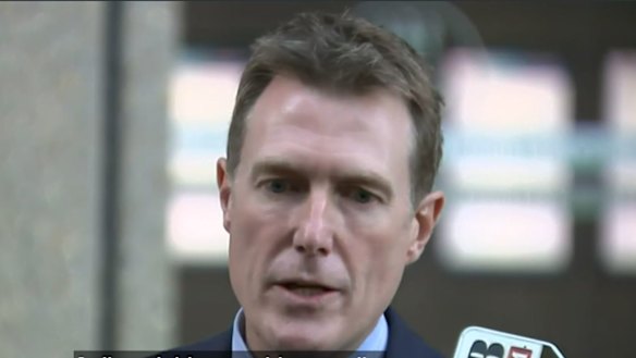 Mr Porter outside the Federal Court in Sydney on Monday. 