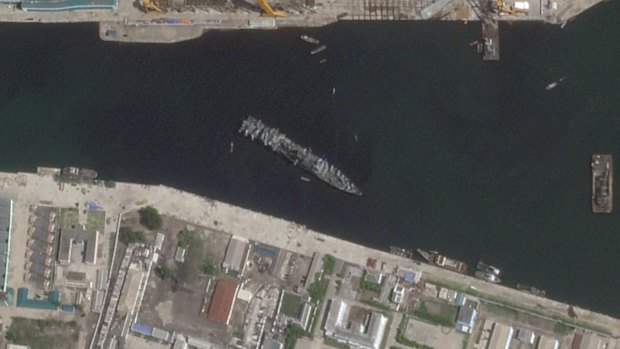 Latest satellite images show the ship floating in the port of Chongjin.