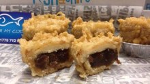 Deep-fried mince pies from Oh My Cod! Spalding, UK.