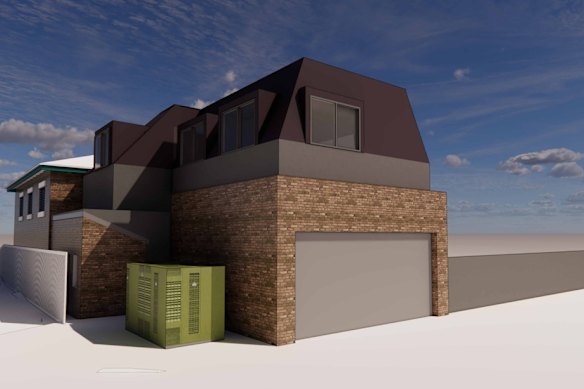 A concept image of Mistrevski’s current development plan for the site which proposes a two-storey home at the rear of the property.