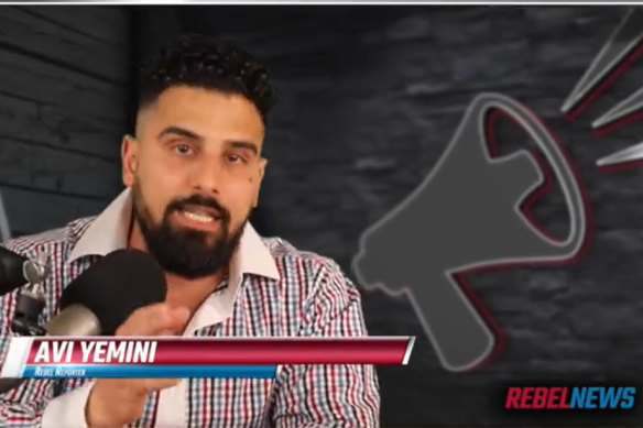 Alt-right agitator Avi Yemini is employed by the Canadian website Rebel News.