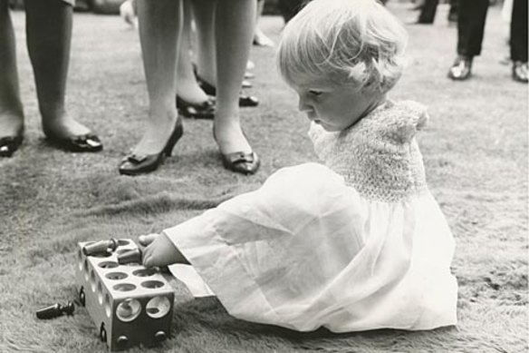 A baby born without arms as a result of her mother using the drug thalidomide.