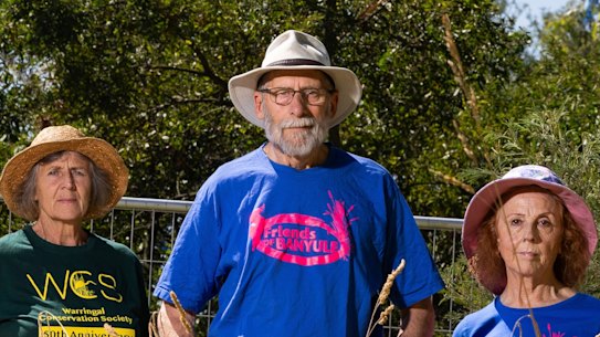Banyule locals (LR) Heather Smith, Don Stokes and Mariella Di Fabio fear wildlife will be pushed out of the area without the promised underpass. 