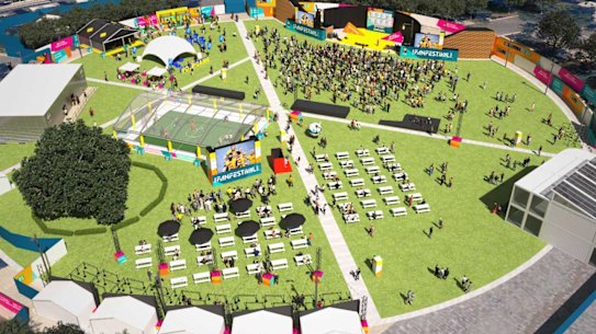 Darling Harbour’s Tumbalong Park will host the city’s official FIFA Fan Festival.