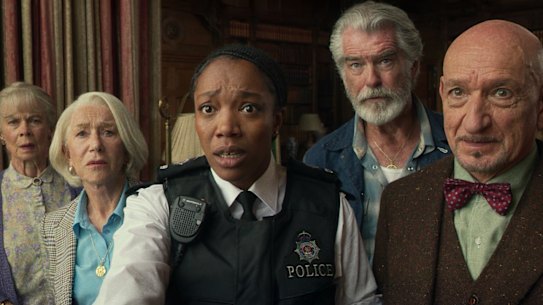 From left: Celia Imrie, Helen Mirren, Naomi Ackie, Pierce Brosnan and Ben Kingsley.