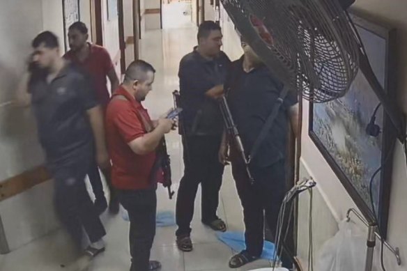 Video released by Israel appears to show gunmen in Al-Shifa Hospital.