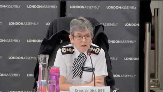 Metropolitan Police Commissioner Dame Cressida Dick addressing the London Assembly’s Police and Crime Committee on Tuesday, 25 January 2022.