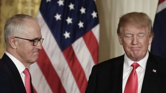 Then prime minister Turnbull and US president Donald Trump meeting in Washington in 2018.