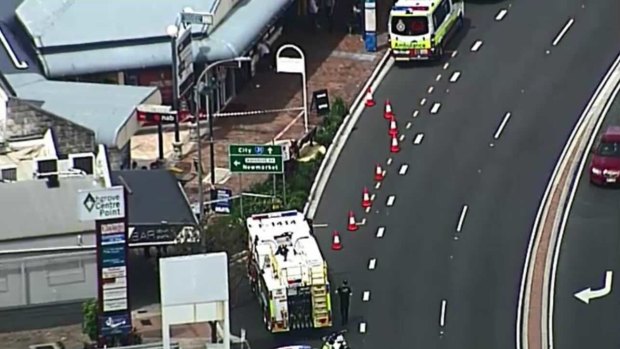 The scene on Waterworks Road in Ashgrove after reports of an explosion.