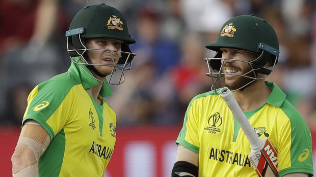 Job at hand: Steve Smith, left, and David Warner.