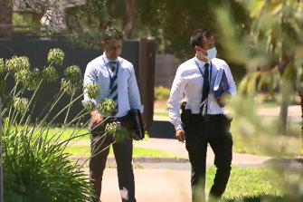 Detectives at the Epping property on Tuesday. 