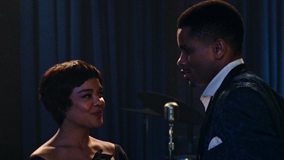 Tessa Thompson and Nnamdi Asomugha in <i>Sylvie’s Love<i>.