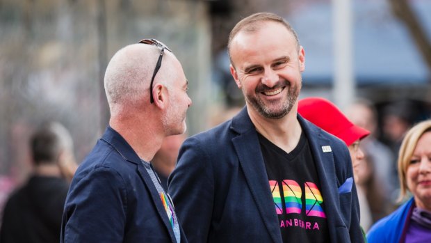 ACT Chief Minister Andrew Barr and his partner Anthony Toms.
