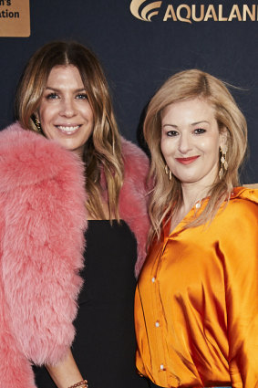 Fashionista Emma van Haandel with Sydney luxury fashion identity Eva Galambos in 2019.