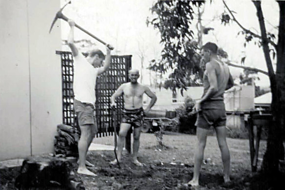 Barry Spooner, left, remembers building the dunny at his family shack in Bendalong.