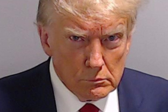 Donald Trump in his mugshot as he’s booked in Georgia.