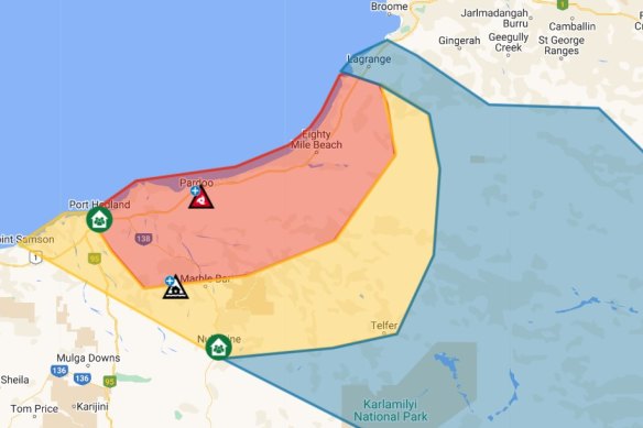 A red alert has been issued for WA’s north-west coast.