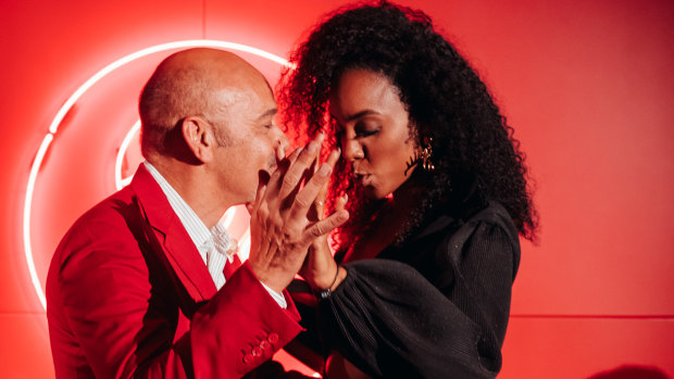 Christian Louboutin and Kelly Rowland at the "Loubi Lounge" in honour of Christian last Friday.
