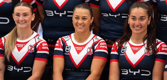 Corban Baxter (centre) during the Roosters’ 2025 team photo.
