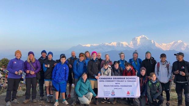 The Canberra Grammar School crew in Nepal with the REACH for Nepal foundation.