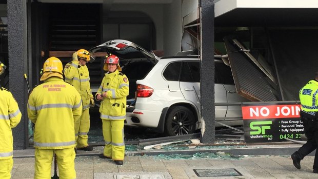 A car has crashed into a gym in East Perth. 