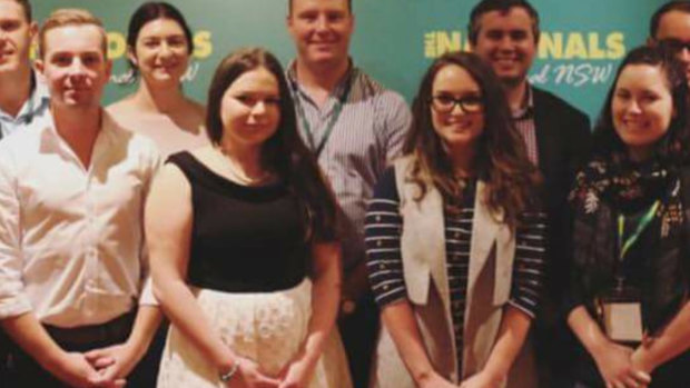Lisa Sandford, in the white skirt, was elected to the executive of the NSW Young Nationals before being banned from the party. 