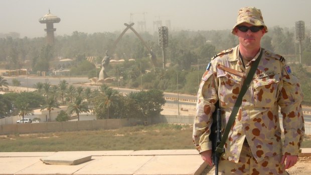 Kieran Knowles in a photo taken in Baghdad while he was serving with the Australian Defence Force.