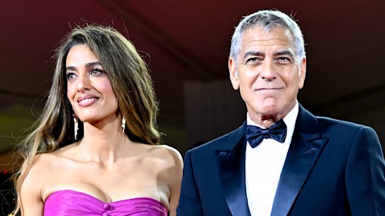 Amal Clooney and George Clooney at the premiere of Jay Kelly at the Venice International Film Festival in August last year.