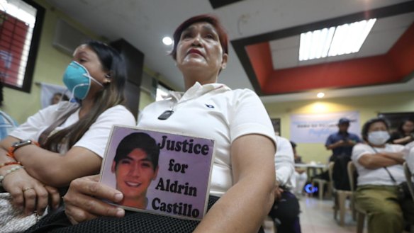 Nanette Castillo in Manila on Monday night watching the livestream from the first day of former Philippine president Rodrigo Duterte’s committal hearing at The Hague.