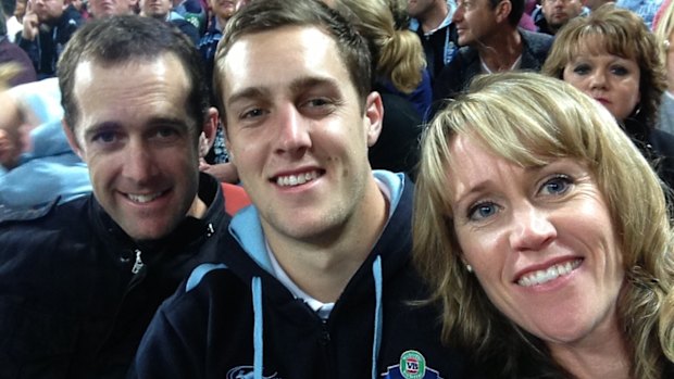 Isaah Yeo with his parents Justin and Amy back in 2014.