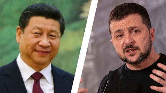 Chinese President Xi Jinping and Ukrainian President Volodymyr Zelensky.