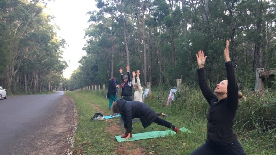 To get around COVID-19 lockdown restrictions, protesters took to yoga in a bid to stop a housing development in an one of the few unburnt regions around Manyana on the South Coast of NSW.