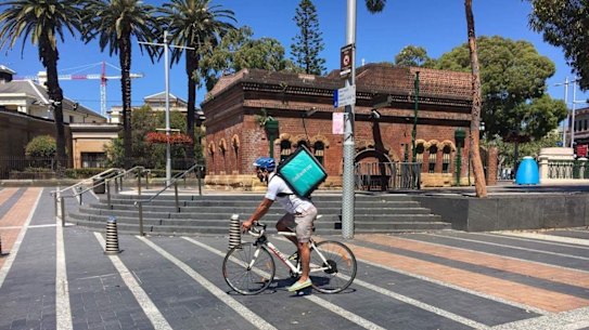 A food delivery rider